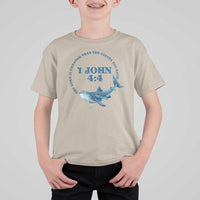 Whale Shark Lover T Shirt For Kid 1 John 4:4 Inspired Style Christian Aesthetic Ocean Animal - Wonder Print Shop