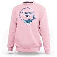 Whale Shark Lover Sweatshirt 1 John 4:4 Inspired Style Christian Aesthetic Ocean Animal - Wonder Print Shop