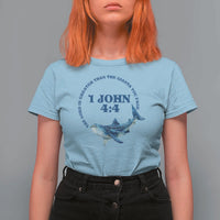Whale Shark Lover T Shirt For Women 1 John 4:4 Inspired Style Christian Aesthetic Ocean Animal - Wonder Print Shop