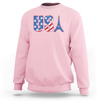 French-American Heritage Month Sweatshirt USA Eiffel Tower Paris Holiday Souvenir - Wonder Print Shop