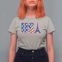 French-American Heritage Month T Shirt For Women USA Eiffel Tower Paris Holiday Souvenir - Wonder Print Shop