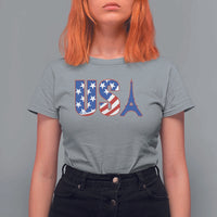 French-American Heritage Month T Shirt For Women USA Eiffel Tower Paris Holiday Souvenir - Wonder Print Shop