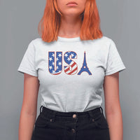 French-American Heritage Month T Shirt For Women USA Eiffel Tower Paris Holiday Souvenir - Wonder Print Shop