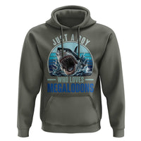 Just A Boy Who Loves Megalodons Hoodie Megalodon Shark Lover Retro Graphic