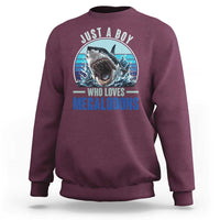 Just A Boy Who Loves Megalodons Sweatshirt Megalodon Shark Lover Retro Graphic
