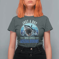 Just A Boy Who Loves Megalodons T Shirt For Women Megalodon Shark Lover Retro Graphic