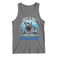 Just A Boy Who Loves Megalodons Tank Top Megalodon Shark Lover Retro Graphic