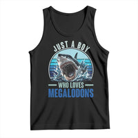 Just A Boy Who Loves Megalodons Tank Top Megalodon Shark Lover Retro Graphic