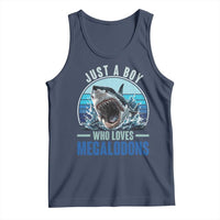 Just A Boy Who Loves Megalodons Tank Top Megalodon Shark Lover Retro Graphic