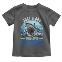 Just A Boy Who Loves Megalodons Toddler T Shirt Megalodon Shark Lover Retro Graphic