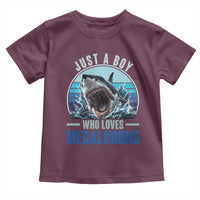 Just A Boy Who Loves Megalodons Toddler T Shirt Megalodon Shark Lover Retro Graphic