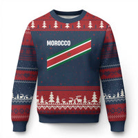 Morocco Moroccan Flag Ugly Christmas Sweater Green Star Maroc Stripes
