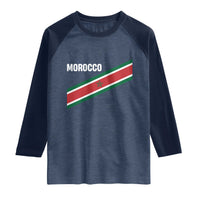 Morocco Moroccan Flag Raglan Shirt Green Star Maroc Stripes