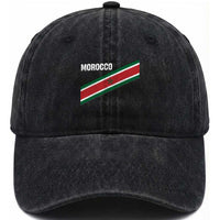 Morocco Moroccan Flag Washed Cotton Baseball Cap Green Star Maroc Stripes
