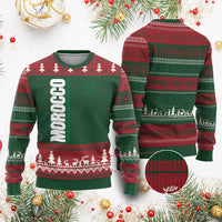 Morocco Green Star Flag Patriotic Moroccan Pride Ugly Christmas Sweater