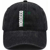 Morocco Green Star Flag Patriotic Moroccan Pride Washed Cotton Baseball Cap