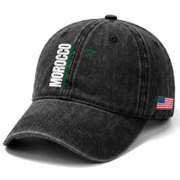 Morocco Green Star Flag Patriotic Moroccan Pride Washed Cotton Baseball Cap