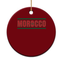 Proud Moroccan Vintage Marocco Flag Green Stripes Ceramic Ornament