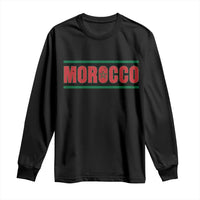 Proud Moroccan Vintage Marocco Flag Green Stripes Long Sleeve Shirt