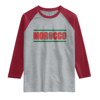 Proud Moroccan Vintage Marocco Flag Green Stripes Raglan Shirt