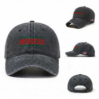 Proud Moroccan Vintage Marocco Flag Green Stripes Washed Cotton Baseball Cap