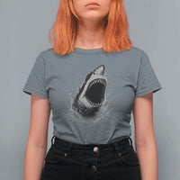 Vintage Great White Shark Jaw Graphic T Shirt For Women Marine Life Gifts