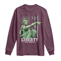 Liberty Has Spoken Long Sleeve Shirt Funny Basketball Statue of Liberty Pointing Meme