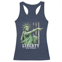 Liberty Has Spoken Racerback Tank Top Funny Basketball Statue of Liberty Pointing Meme