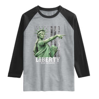 Liberty Has Spoken Raglan Shirt Funny Basketball Statue of Liberty Pointing Meme