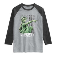 Liberty Has Spoken Raglan Shirt Funny Basketball Statue of Liberty Pointing Meme