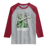 Liberty Has Spoken Raglan Shirt Funny Basketball Statue of Liberty Pointing Meme