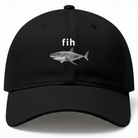 Funny Fih Shark Misspelled Fish Meme Baseball Cap Great White Shark Lover