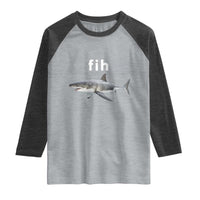 Funny Fih Shark Misspelled Fish Meme Raglan Shirt Great White Shark Lover