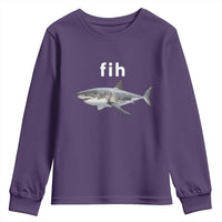 Funny Fih Shark Misspelled Fish Meme Youth Sweatshirt Great White Shark Lover