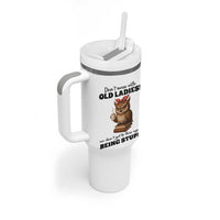 Dont Mess With Old Ladies We Dont Get To This Age By Being Stupid Tumbler With Handle Cute Owl - Wonder Print Shop
