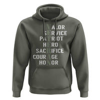 Veterans Valor Service Patriot Hero Sacrifice Courage Honor Hoodie - Wonder Print Shop