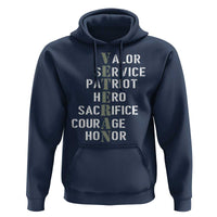 Veterans Valor Service Patriot Hero Sacrifice Courage Honor Hoodie - Wonder Print Shop
