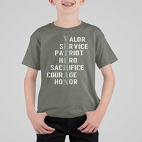 Veterans Valor Service Patriot Hero Sacrifice Courage Honor T Shirt For Kid - Wonder Print Shop