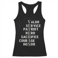 Veterans Valor Service Patriot Hero Sacrifice Courage Honor Racerback Tank Top - Wonder Print Shop