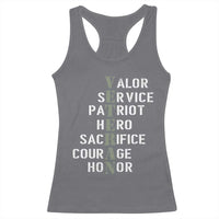 Veterans Valor Service Patriot Hero Sacrifice Courage Honor Racerback Tank Top - Wonder Print Shop