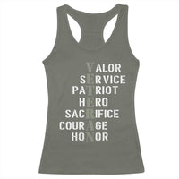 Veterans Valor Service Patriot Hero Sacrifice Courage Honor Racerback Tank Top - Wonder Print Shop
