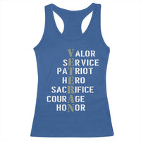 Veterans Valor Service Patriot Hero Sacrifice Courage Honor Racerback Tank Top - Wonder Print Shop