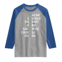 Veterans Valor Service Patriot Hero Sacrifice Courage Honor Raglan Shirt - Wonder Print Shop