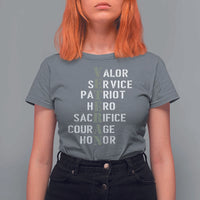 Veterans Valor Service Patriot Hero Sacrifice Courage Honor T Shirt For Women - Wonder Print Shop