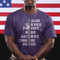 Veterans Valor Service Patriot Hero Sacrifice Courage Honor T Shirt - Wonder Print Shop