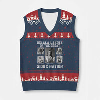 Oglala Lakota Of The Great Sioux Nation V-Neck Knit Sweater Vest Native American Chiefs - Wonder Print Shop