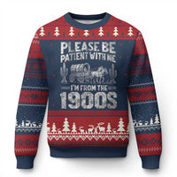 Funny Please Be Patient With Me I'm From The 1900s Ugly Christmas Sweater Vintage Carriage - Wonder Print Shop