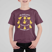 My Duck Arent In A Row They Are In A Circle Passing A Joint T Shirt For Kid Funny Duck Weed Marijuana Lover