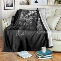 Funny Cryptid Creatures Selfie Throw Blanket Bigfoot Alien Cryptozoology Fantasy Mythical Monsters