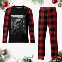 Funny Cryptid Creatures Selfie Plaid Pajama Set Bigfoot Alien Cryptozoology Fantasy Mythical Monsters